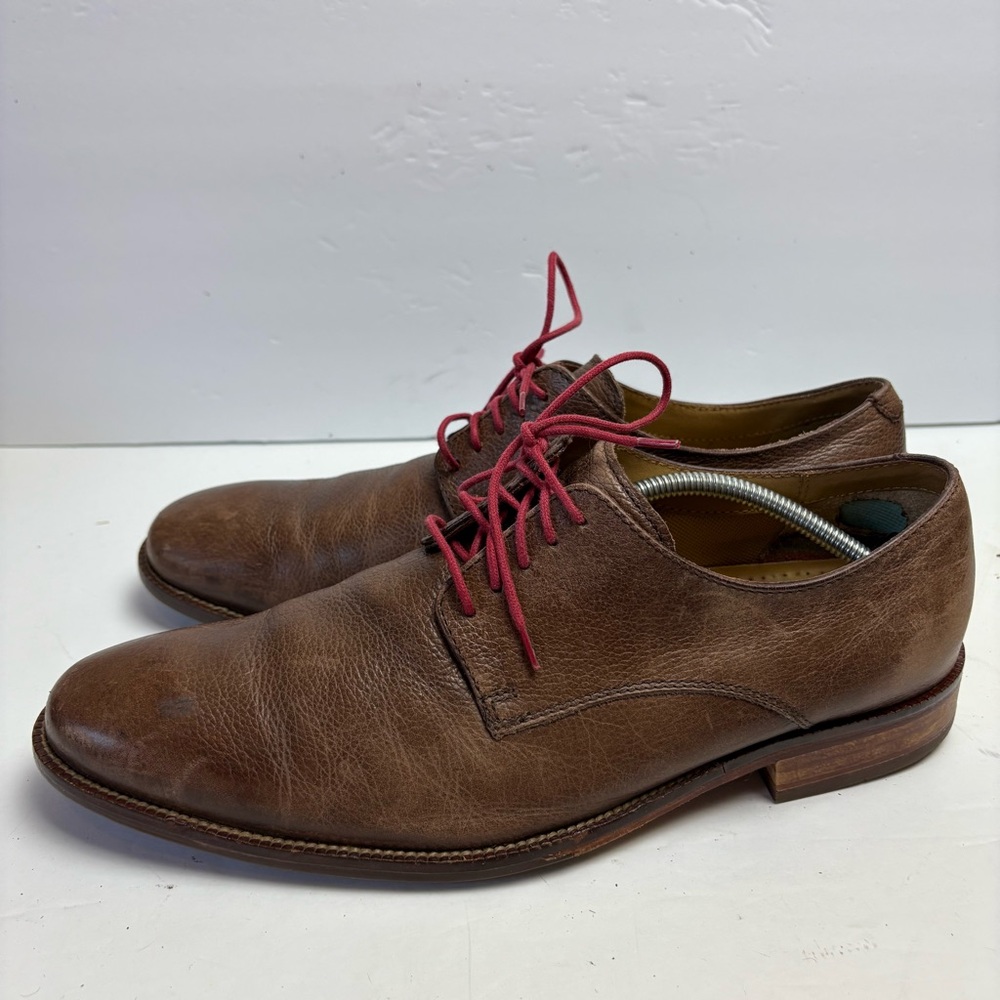 Cole Haan Williams Brown and Red Laces Derby Oxfords Distressed Leather 10.5 M